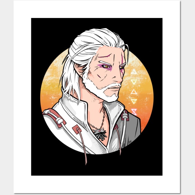 Witcher Geralt - Yellow Moon Wall Art by Lix